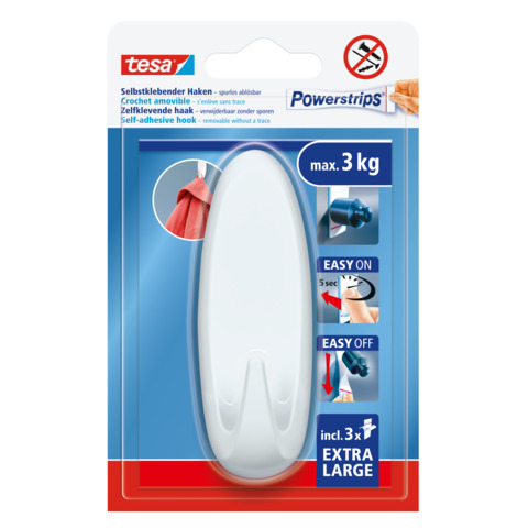 Ganci autoadesivi XL Tesa Powerstrips bianco – 3,8×10,5 cm ovali – 59025-00001-00