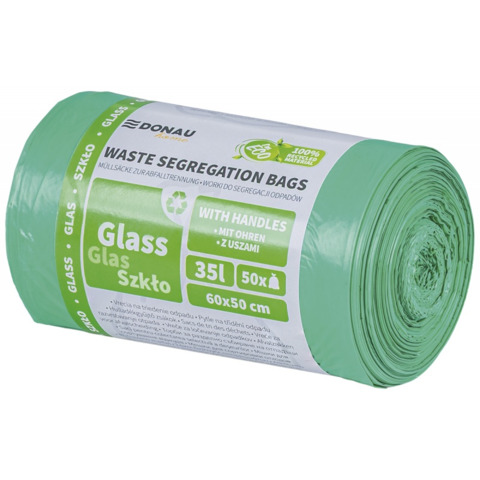 Sacchi immondizia per raccolta differenziata vetro Donau Home 35 L 60×50 cm – 20 µm verde – rotolo 50 pz
