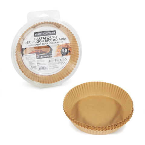 Carta forno per friggitrice ad aria Perfetto Kitchen Ø16xH.4,5 cm – conf. 50 pezzi – 29381