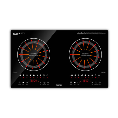 Fornello ad induzione digitale Sogo ad alta potenza 2000+1500 W COC-SS-10247