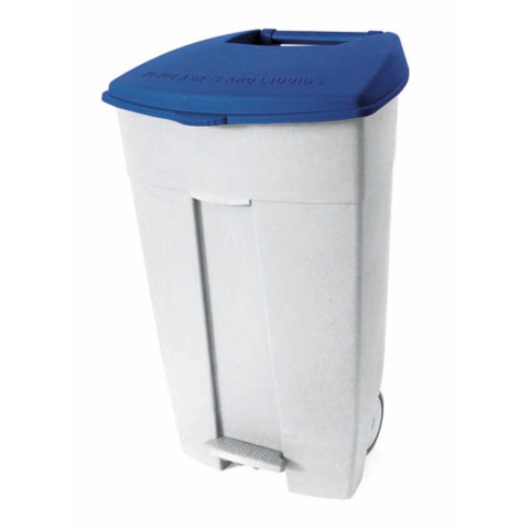 Contenitore mobile a pedale Medial Contiplast 120L in PP bianco-blu 102535