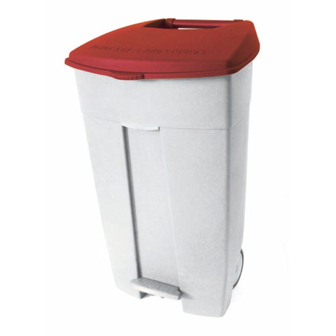Contenitore mobile a pedale Medial Contiplast 120L in PP bianco-rosso 102537