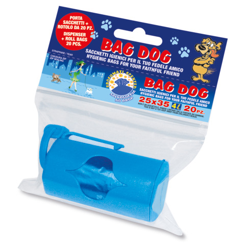 Porta sacchetti + rotolo sacchi igienici profumati Peter Pan Plast Bag Dog conf. 20 pz 25×35 cm – DOG25DI