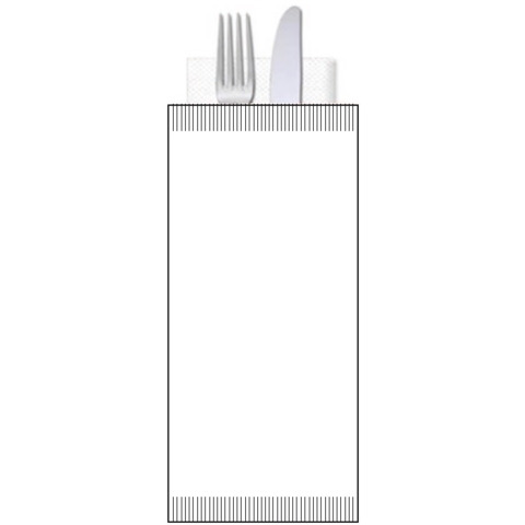 Buste portaposate Ristocart in carta bianca politenata con tovagliolo 2 veli conf. 100 pz 25×10,5 cm – WRBUP2071