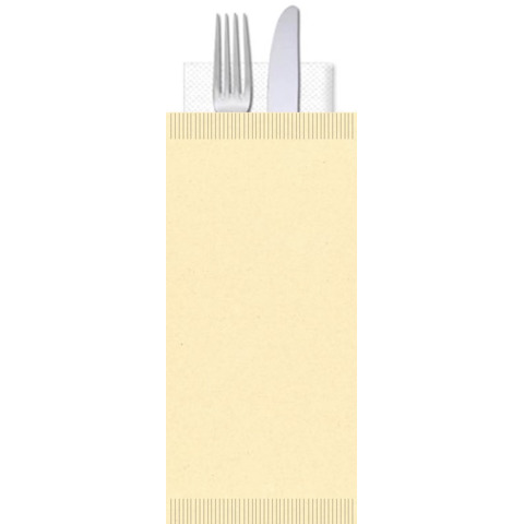 Buste portaposate Ristocart in carta paglia con tovagliolo 2 veli 25×10,5 cm conf. 100 pz crema – WRBUP2058