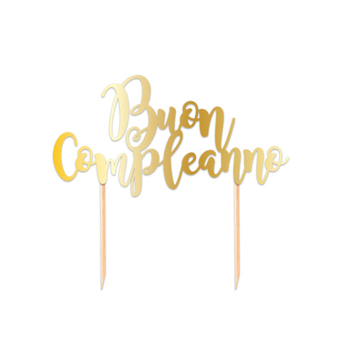 Cake Topper in carta 20 cm Big Party oro metal Buon Compleanno 74430
