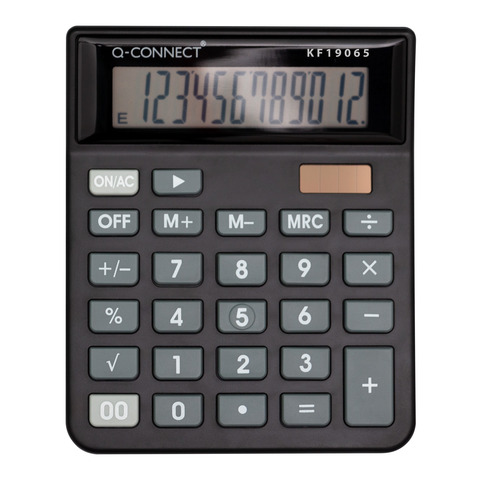 Calcolatrice da tavolo Q-Connect a doppia alimentazione in ABS 12 cifre – KF19065