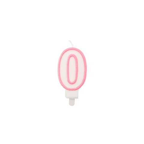 Candelina Party Go bianco e rosa H.6 cm n° 0 EA0194