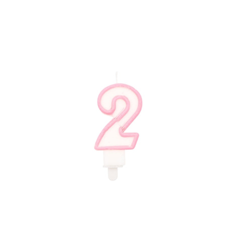 Candelina Party Go bianco e rosa H.6 cm n° 2 EA0196