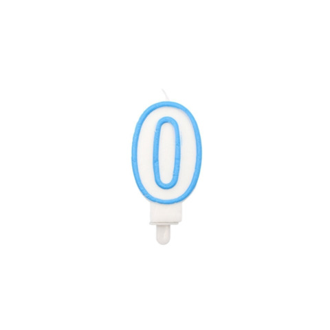 Candelina Party Go bianco e azzurro H.6 cm n° 0 EA0204