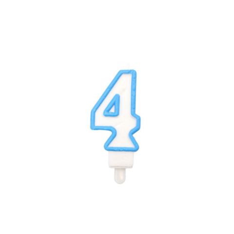 Candelina Party Go bianco e azzurro H.6 cm n° 4 EA0208