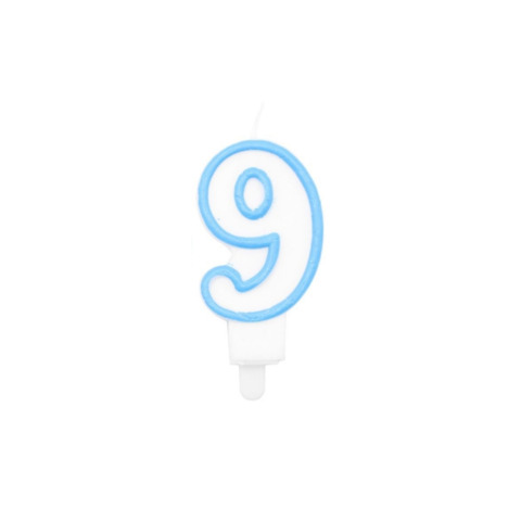 Candelina Party Go bianco e azzurro H.6 cm n° 9 EA0213
