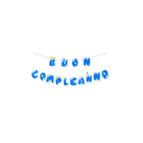 Festone Buon Compleanno Party Go H.23×300 cm azzurro AC0074
