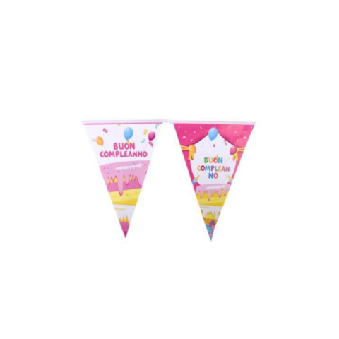 Festone con bandierine triangolari Party Go H.30 cm x 10 m rosa AA0079-T