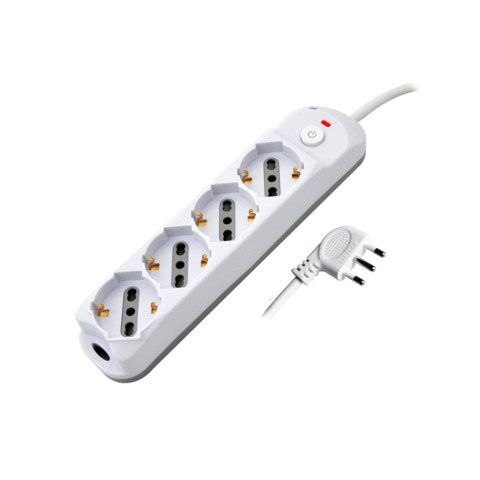 Multipresa schuko/bipasso MKC cavo da 1,5 m con interruttore 4 posizioni bianco/grigio – 492518888