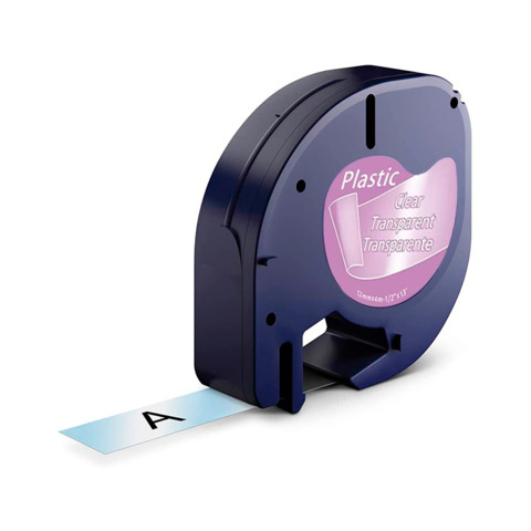 Nastro per etichettatrice Q-Connect compatibile con Dymo LetraTag – ABS – nero/trasparente – 12 mm x 4 m – KF18837