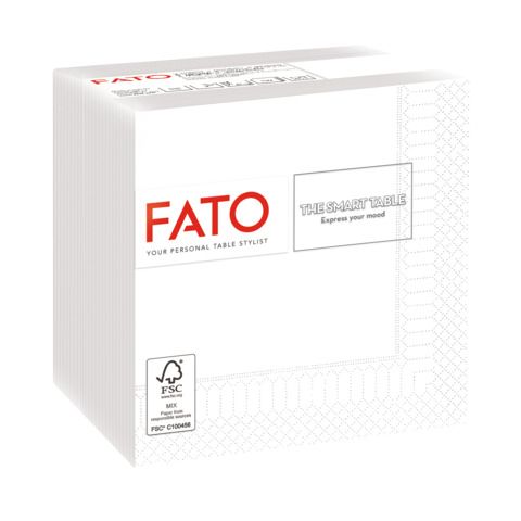 Tovaglioli piegati 2 veli Fato Smart Table pura cellulosa 24×24 cm bianco – conf. 100 pz – 82220003