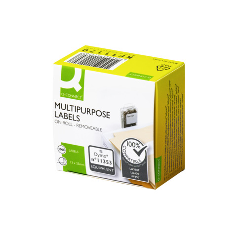 Nastro Q-Connect compatibile con etichettatrici Dymo LabelWriter 13×25 mm rotolo 1000 etichette – KF11170
