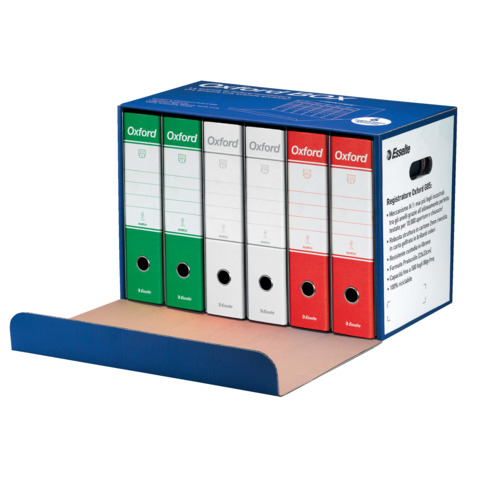 Registratori con custodia Esselte Oxford Box G85 Italia protocollo 54,5×36,5 cm – dorso 8 cm – conf. da 6 assortiti Italia