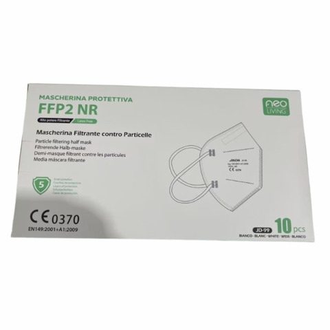 Mascherine filtranti protettive FFP2 NR bianco – imbustate singolarmente – conf. 10 pz – JD-99