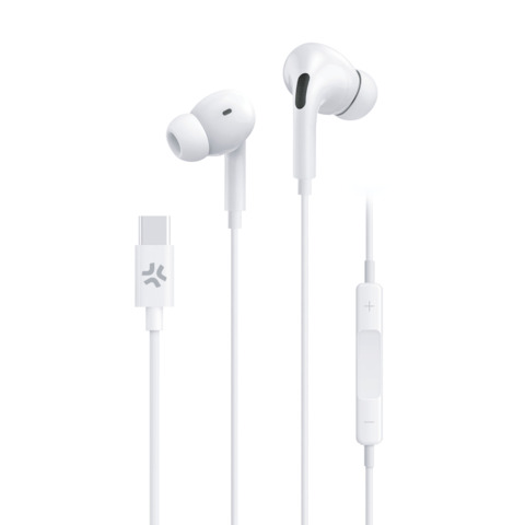 Auricolari stereo in-ear Celly con connettore USB-C – bianco PC2USBCEARPIN