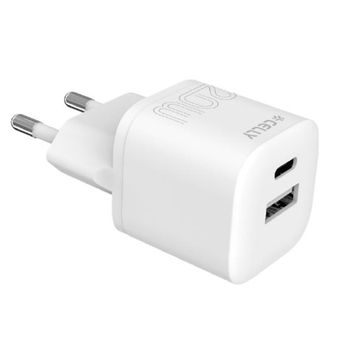 Caricatore da parete Celly USB-C 20W + USB-A 18W bianco PC2TCUSBAUSBCWH