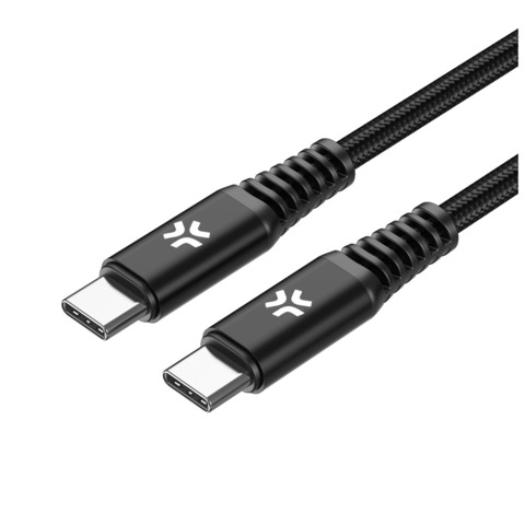 Cavo USB-C / USB-C in nylon intrecciato Celly 100W 2 m – nero USBCUSBC100WBK