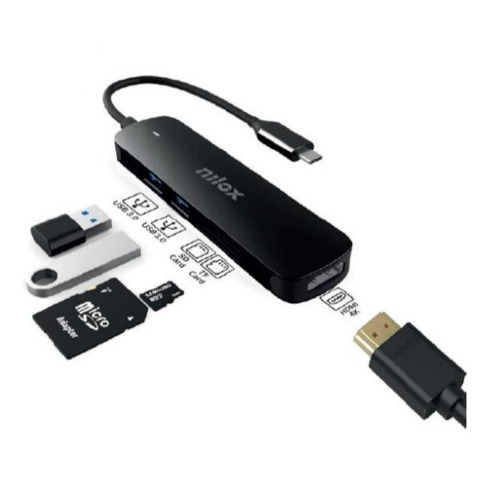 Docking station USB-C 5 in 1 Nilox Tech 1x HDMI 4K + 1x SD + 1x MicroSD + 2x USB-A 3.2 nero – NXDSUSBC05