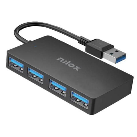 Hub slim USB-A Nilox Tech 4x USB-A 3.2 Gen 1 SuperSpeed fino a 5 Gbps 7,6×4,1×1,1 cm – colore nero – NXHUB403