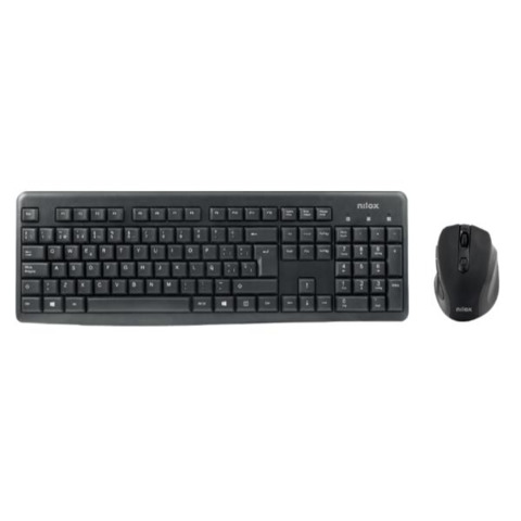 Set tastiera e mouse wireless Nilox Tech 2,4 Ghz layout italiano 1000 DPI colore nero – NXKMWI0002