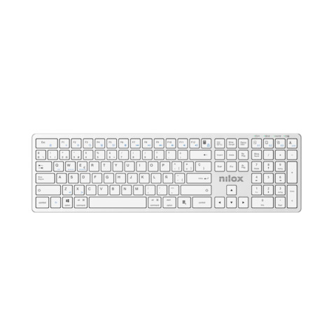 Tastiera wireless dual Nilox Tech compatibile MacOS ricaricabile via USB-C layout italiano colore bianco – NXKBWI1S