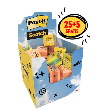 Espositore da banco 30 Mini Cubi Foglietti riposizionabili Post-it® Notes 51×51 mm – 400 ff colori assortiti –