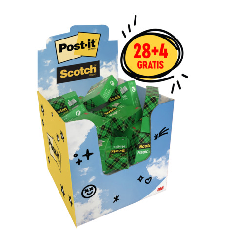 Espositore da banco 32 nastri adesivi Scotch® Magic™ 810 19 mm x 33 m trasparente opaco – 7100410393