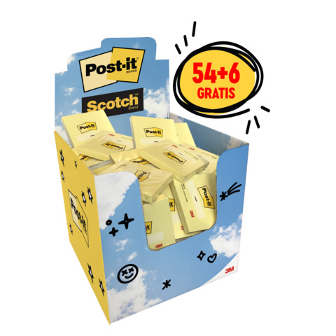 Espositore da banco 60 blocchetti di foglietti riposizionabili Post-it® da 100 ff – 76×76 mm – giallo Canary