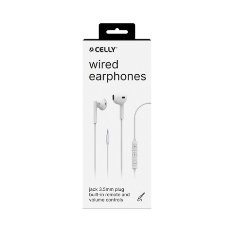 Auricolari a filo Celly UP1200 con microfono incorporato e connettore Jack 3.5 mm bianco – UP300WH