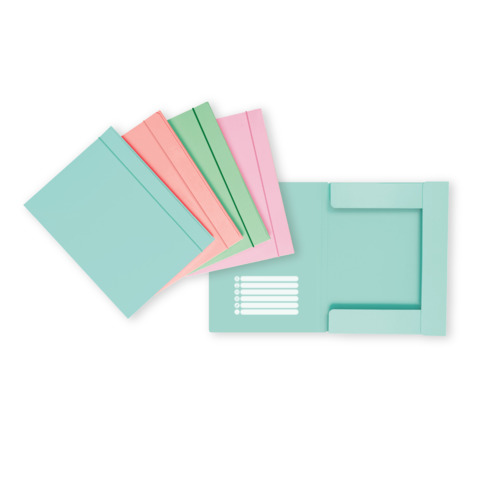 Cartella a 3 lembi con elastico Favorit 24,5×33 cm dorso 1 cm – conf. 12 pezzi in colori assortiti pastello – 400207015