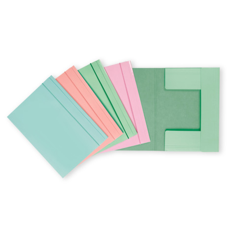 Cartella a 3 lembi con elastico Favorit 25×34,5 cm dorso 0-3 cm – conf. 25 pezzi in colori assortiti pastello – 400196482