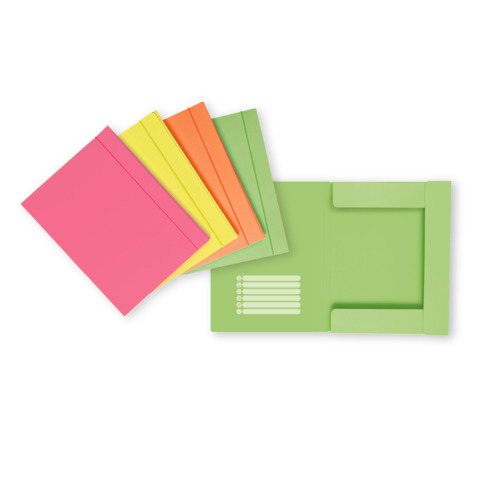 Cartella a 3 lembi con elastico Favorit 24,5×33 cm dorso 1 cm – conf. 12 pezzi in colori assortiti neon – 400207017