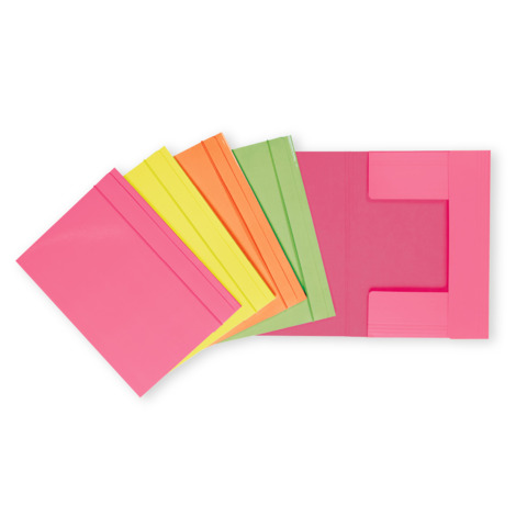 Cartella a 3 lembi con elastico Favorit 25×34,5 cm dorso 0-3 cm – conf. 25 pezzi in colori assortiti neon – 400207016
