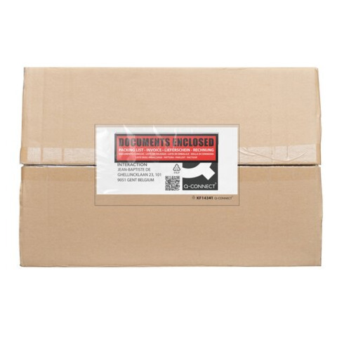 Buste adesive sovrapacco Q-Connect con dicitura ”documenti allegati” – conf. 250 pz – DL/C65 – KF14341