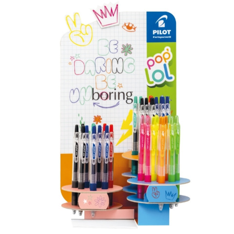 Espositore 48 penne gel a scatto Pilot Pop Lol colori Classic + Neon – 010677