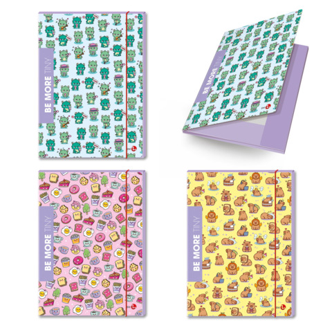 Cartelline tre lembi con elastico Be More Tiny A4 – conf. 6 pezzi assortiti – 0123163
