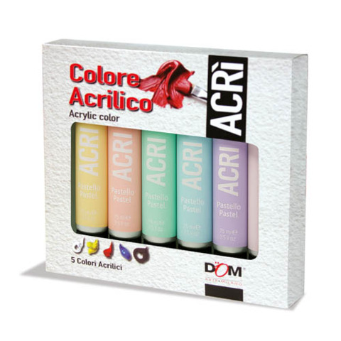 Colore acrilico in tubetto Dom 100 ml conf. 5 pezzi colori pastello 11535/a5p