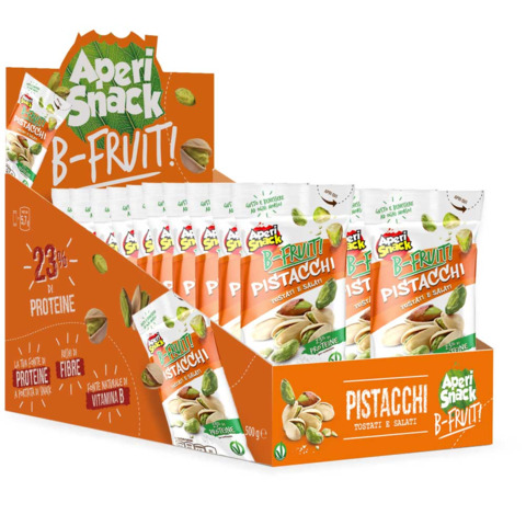 Pistacchi tostati e salati AperiSnack B-FRUIT monoporzione da 25 g – conf. 20 pz – 01-1776