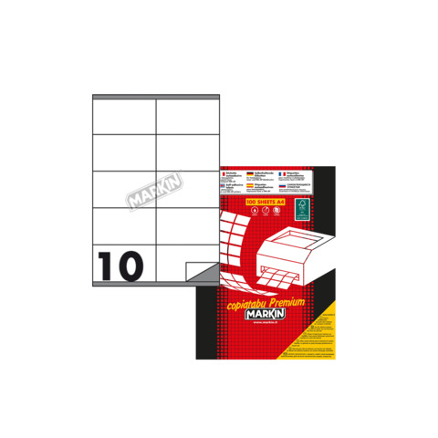 Etichette bianche permanenti Markin Copiatabu A4 – 10 et./ff – 105×57 mm – conf. 100 ff – X210C580