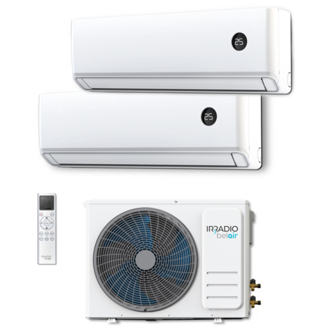 Condizionatore con pompa di calore R32 unità esterna + dual split Irradio Belair 18.000 BTU + 9000 BTU + 12000 BTU