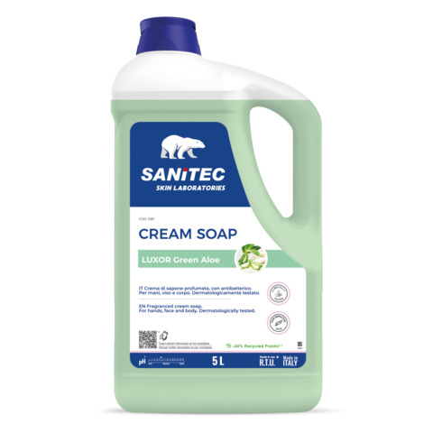 Crema di sapone profumata idratante Sanitec Luxor Green Aloe con antibatterico 5 L – 1081