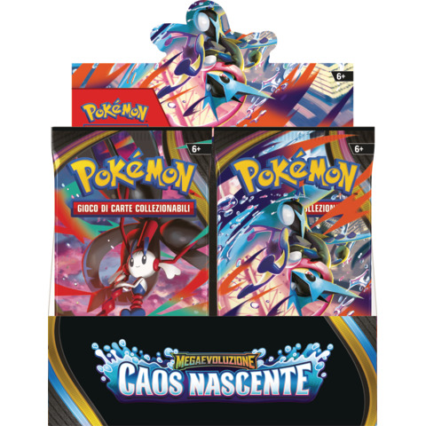 Espositore 36 bustine da 10 carte da gioco Pokémon Megaevoluzione – Caos Nascente – PK10407-I