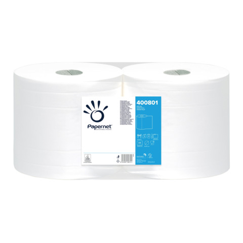 Bobina industriale a 2 veli Papernet in pura cellulosa 815 strappi – bianco – conf. 2 pz – 400801