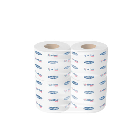 Carta igienica fascettata 2 veli Bulkysoft Active Clean in pura cellulosa bianco – 24 conf. da 4 rotoli cad.